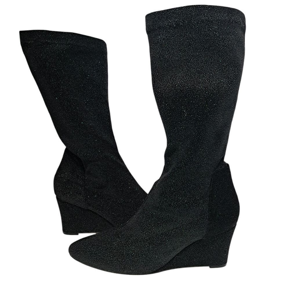 Free People Seville Slouchy Glam Wedge Boots Size 41 Black Multi - Picture 4 of 17